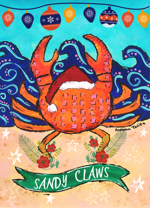 Sandy Claws Tropical Christmas greeting card